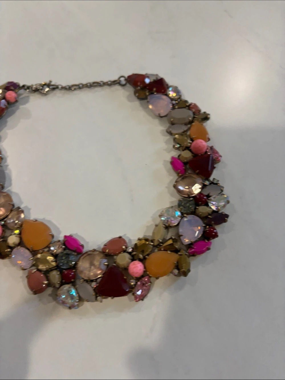 J.Crew Jewel Tone Crystal Asymmetric Statement Bib Necklace